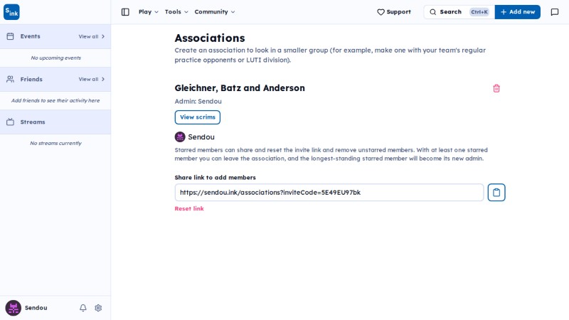 Associations page