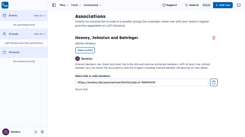 Associations page