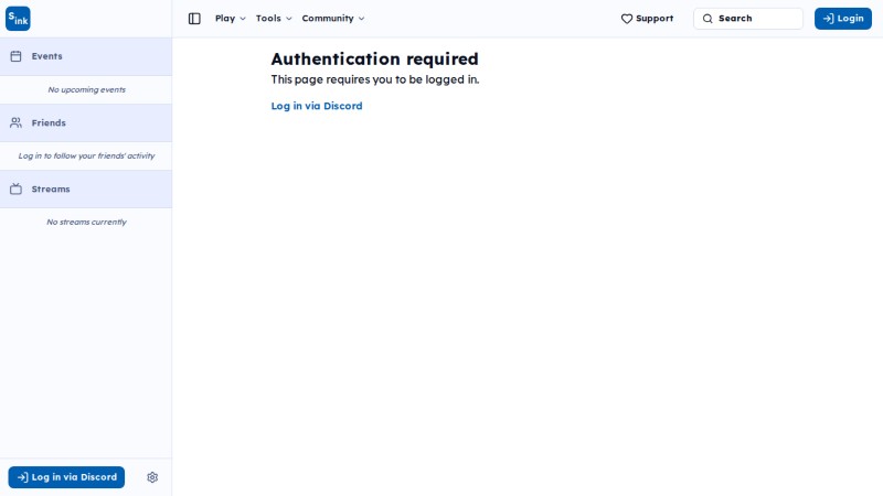 Log in link page