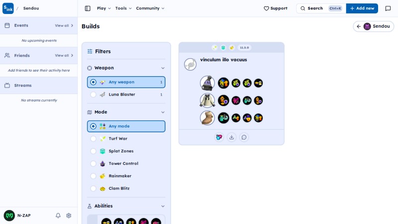 User builds page