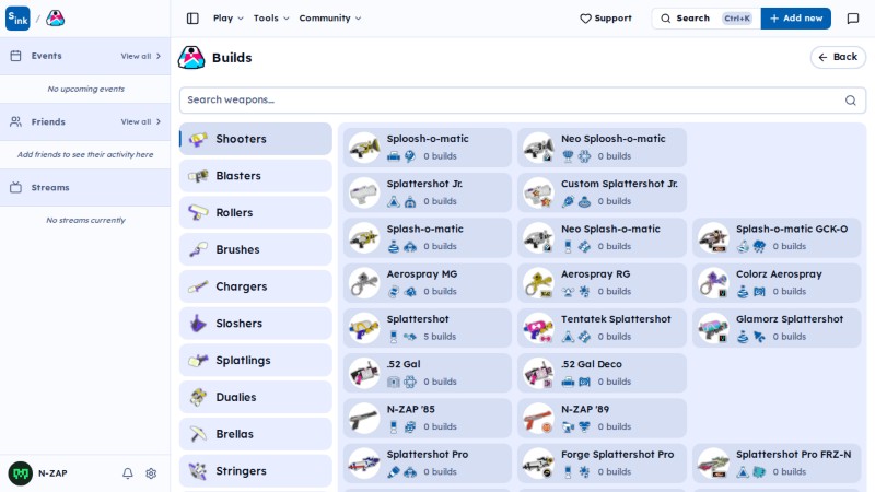 Builds page