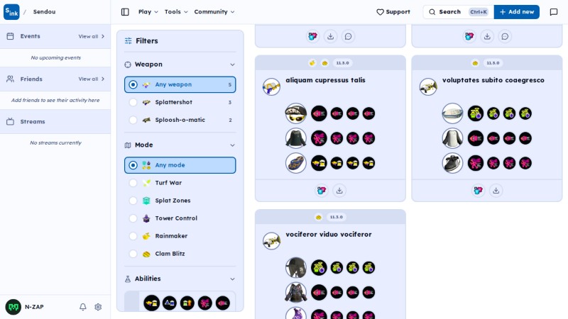 User builds page