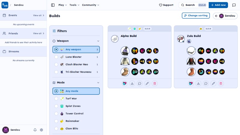 User builds page