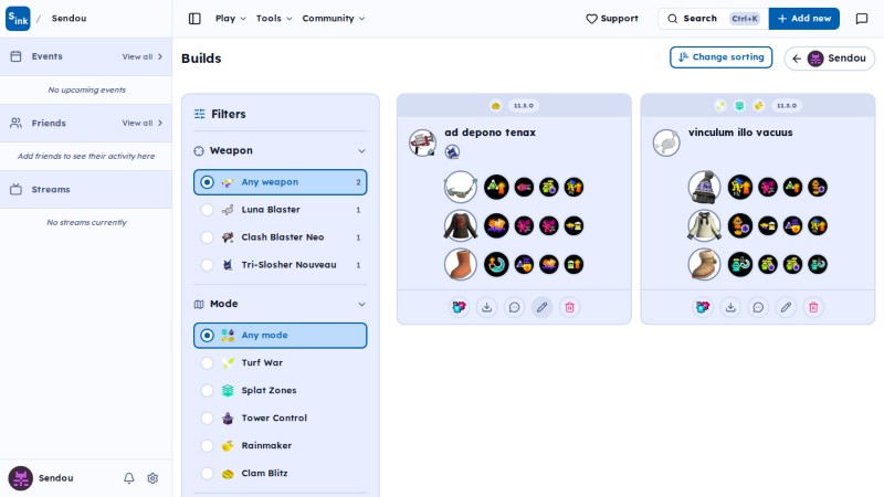 User builds page