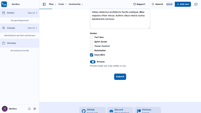 Build form page