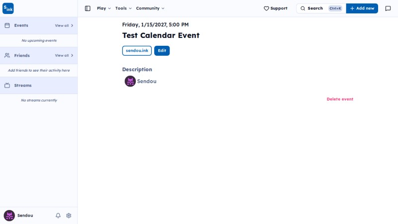 Calendar event page