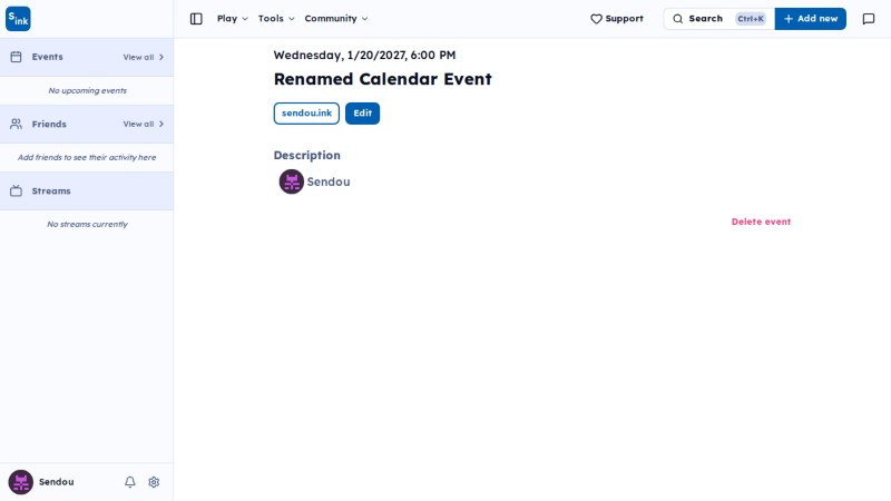 Calendar event page
