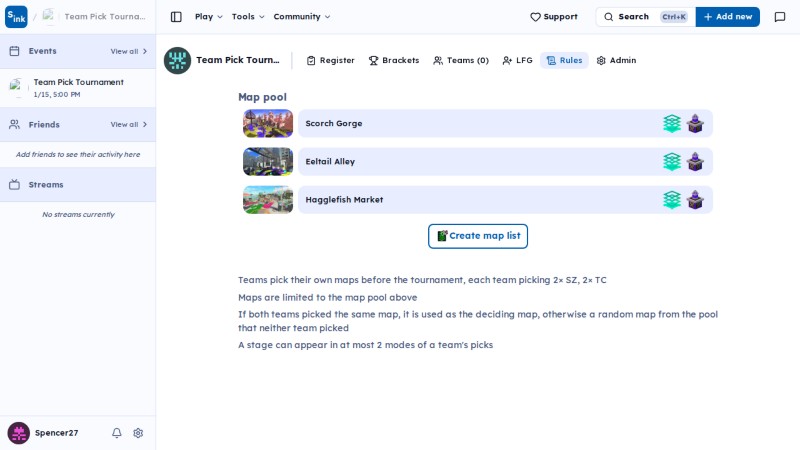 Tournament rules page