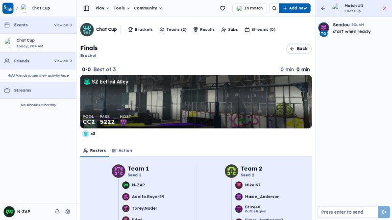 Tournament match page