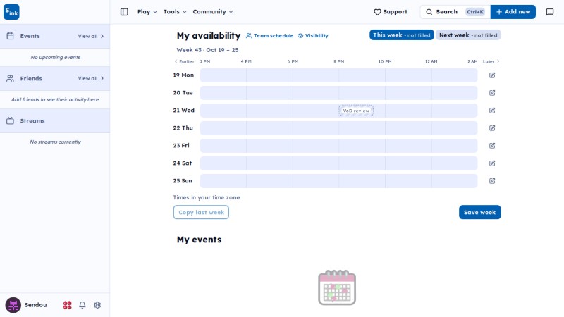 Events page