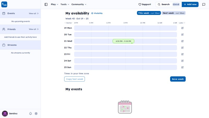 Events page