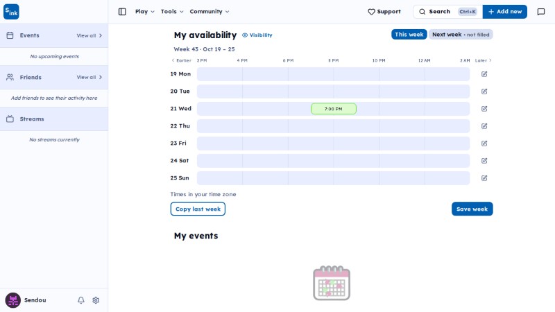 Events page