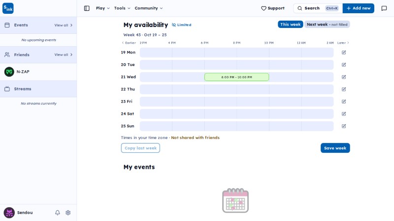 Events page