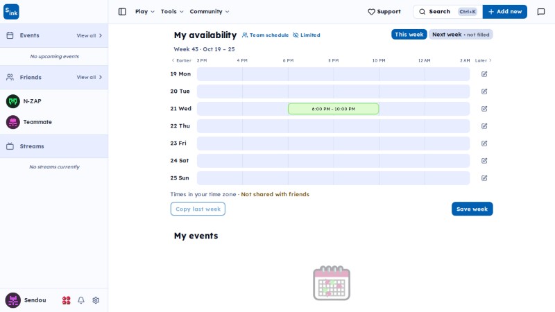 Events page