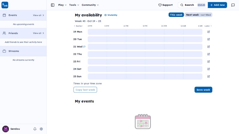 Events page