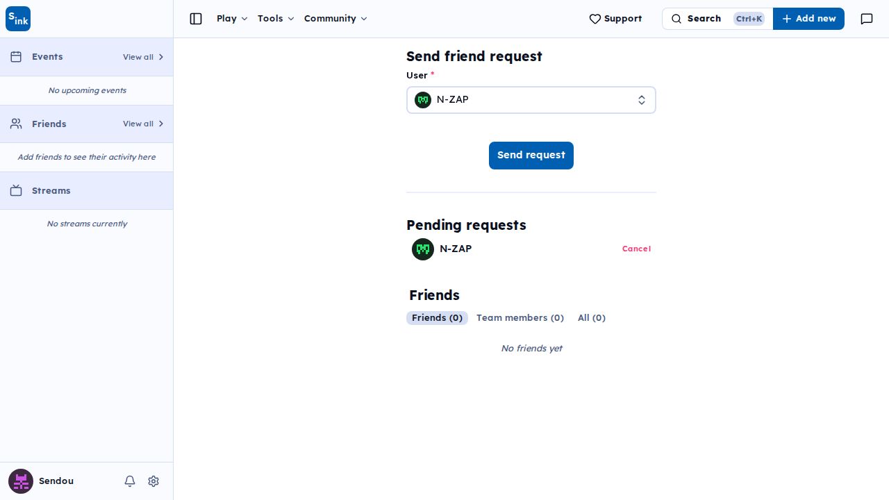 Sendou sends N-ZAP a friend request