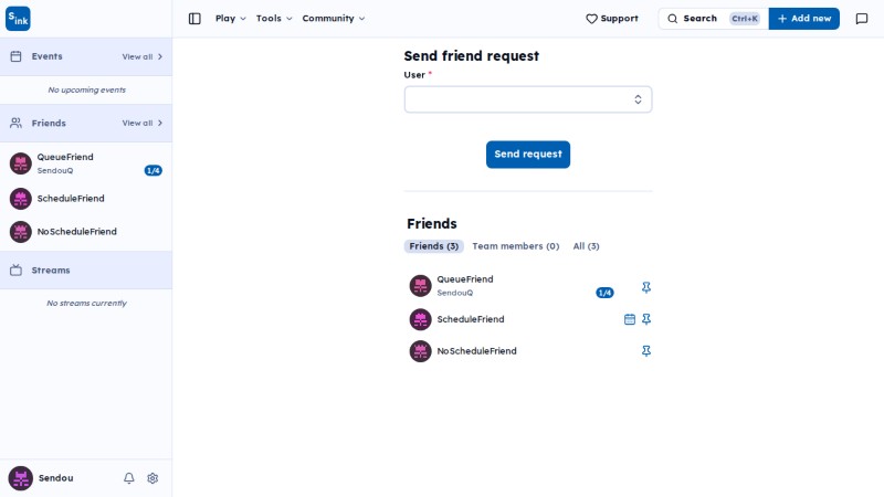 Friends page