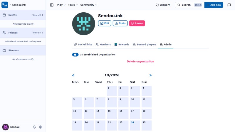 Organization page