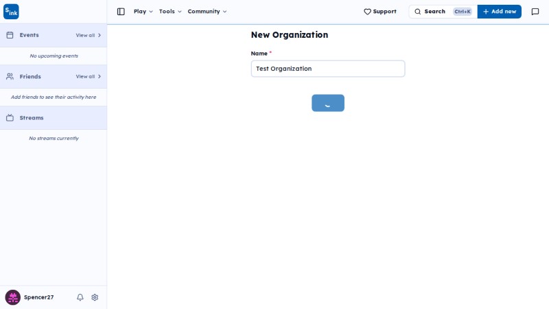 New organization page