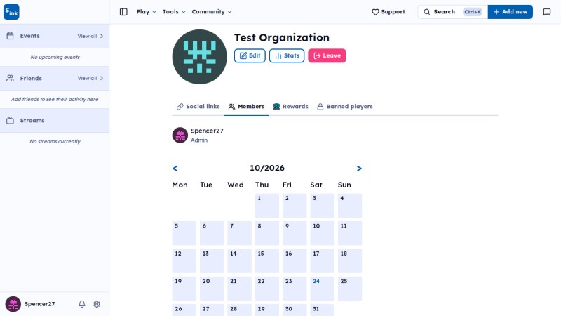 Organization page