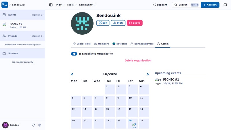 Organization page