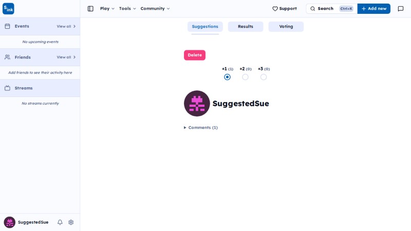 Plus suggestions page