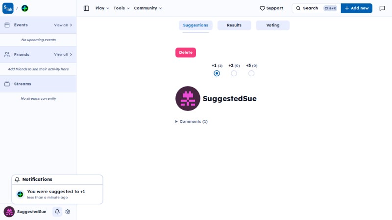 Notification popover