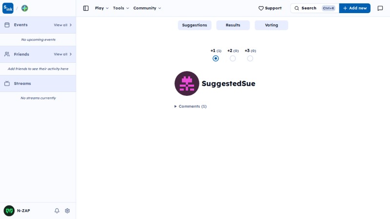 Plus suggestions page
