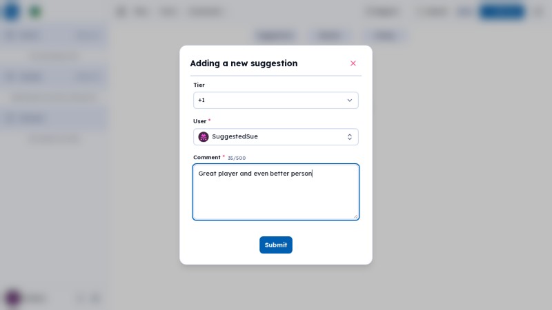 New suggestion page