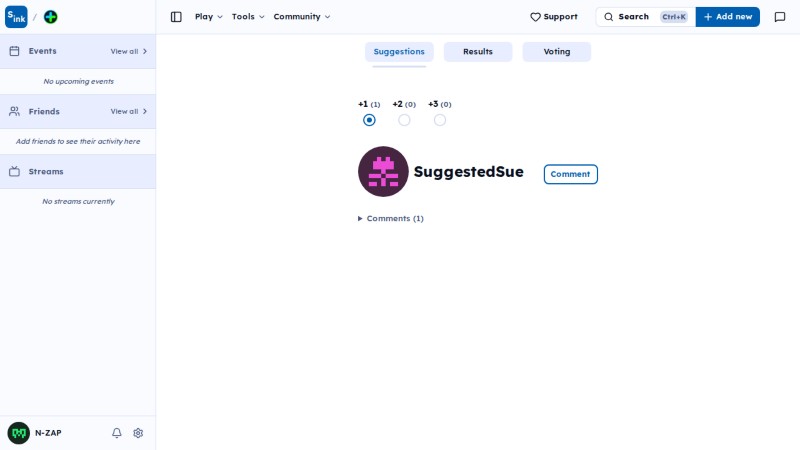 Plus suggestions page