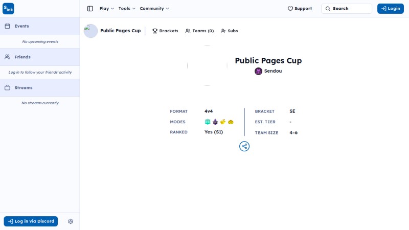 Tournament page