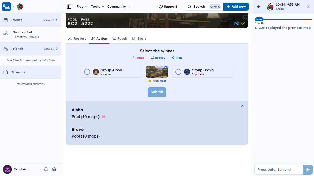 Sendou swaps Alpha's list for a map pool