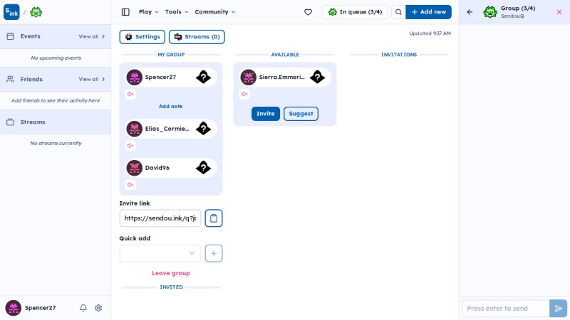 SendouQ looking page
