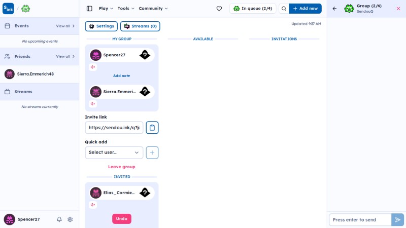 SendouQ looking page