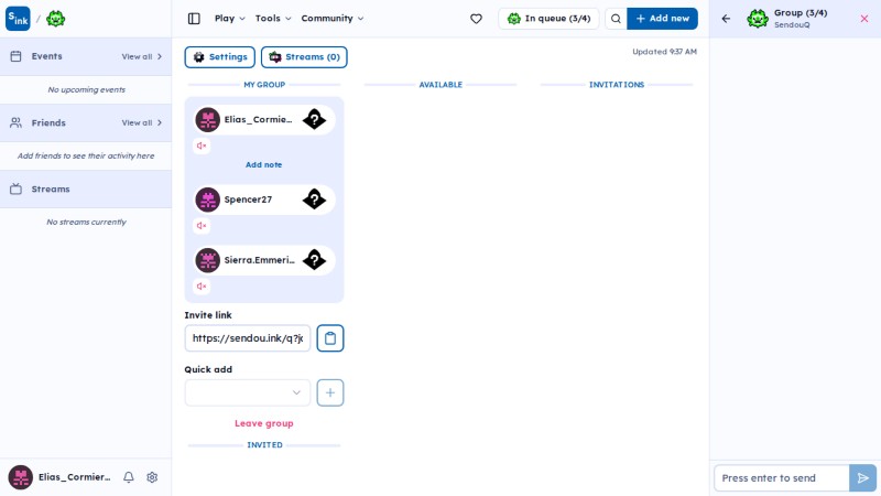 SendouQ looking page