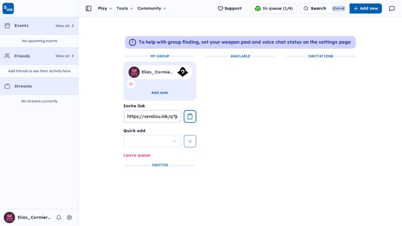 SendouQ looking page