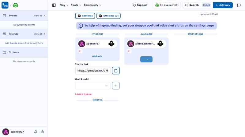SendouQ looking page