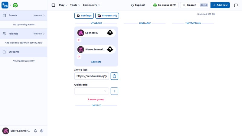 SendouQ looking page