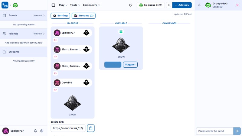 SendouQ looking page