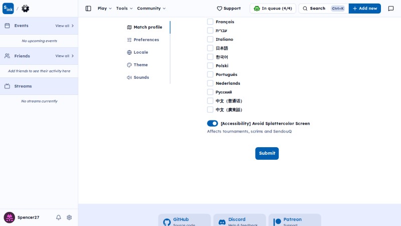 Match profile page