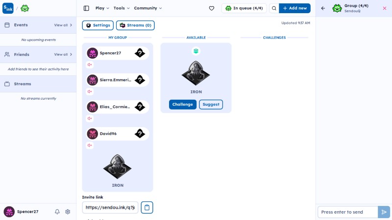 SendouQ looking page