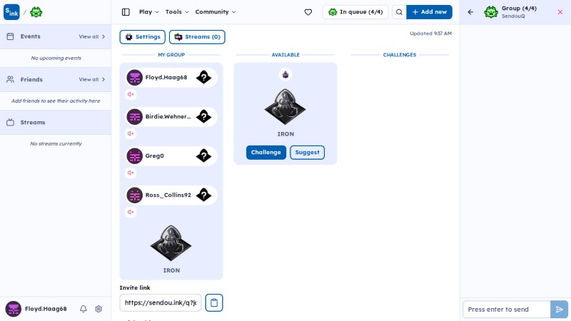 SendouQ looking page