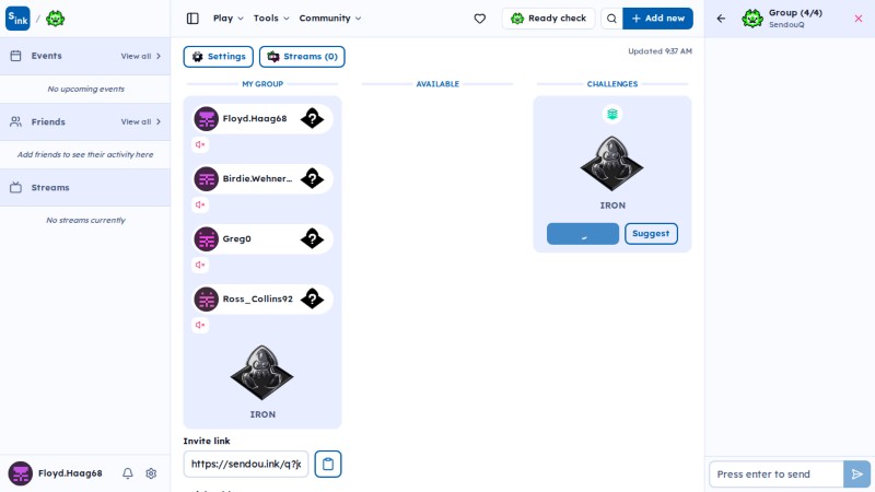 SendouQ looking page