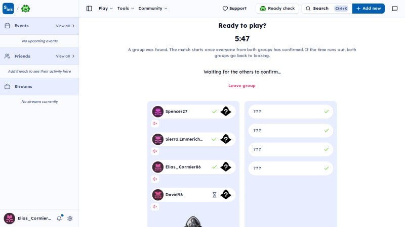 SendouQ ready page