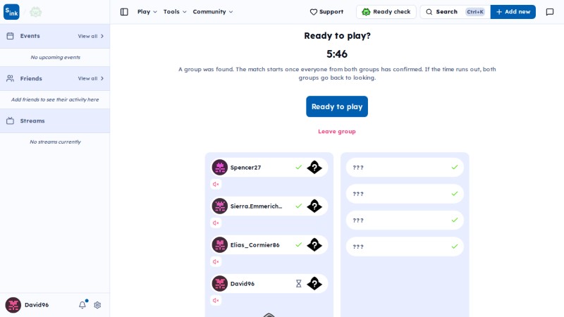 SendouQ ready page