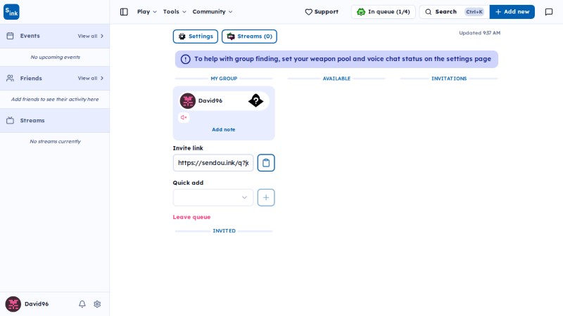 SendouQ looking page