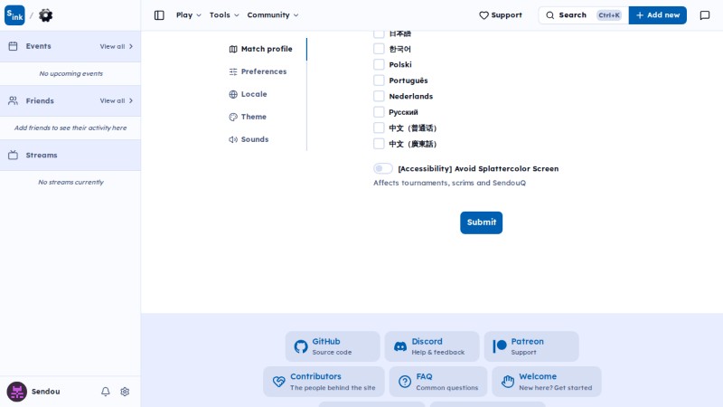 Match profile page