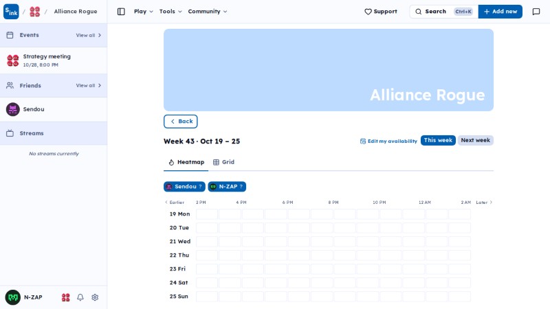 Team schedule page