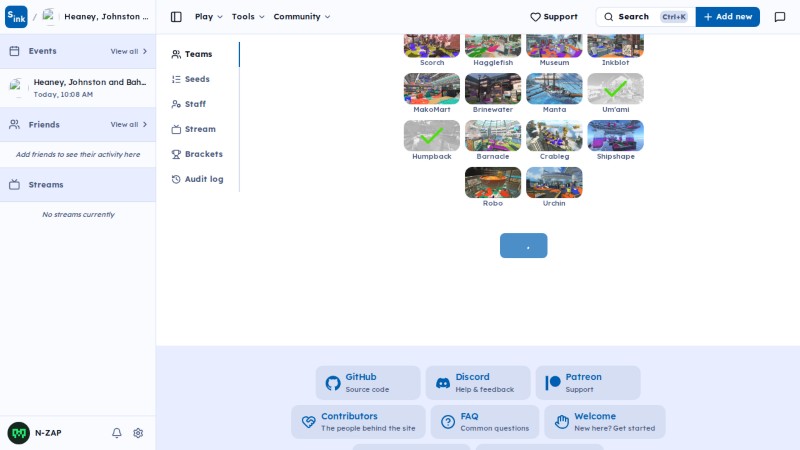 Tournament admin registration page
