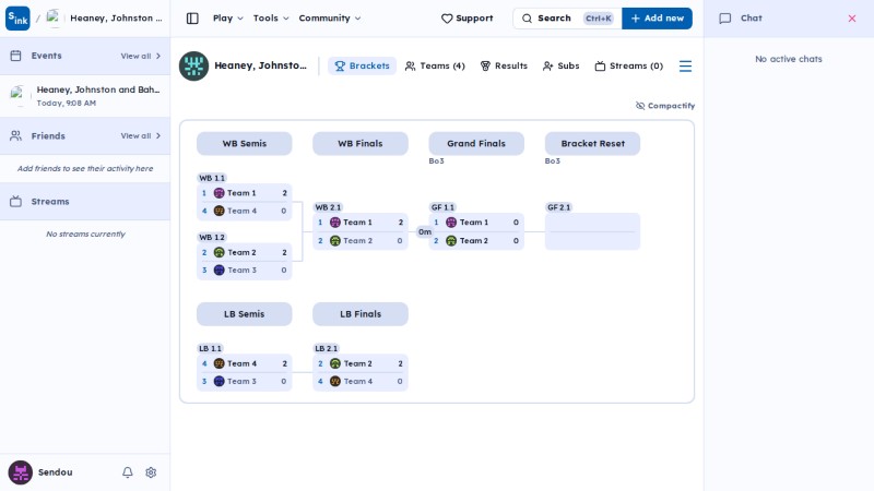 Tournament brackets page